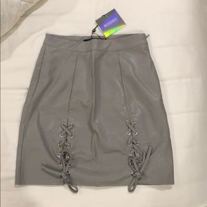 Missguided faux leather lace up skirt
